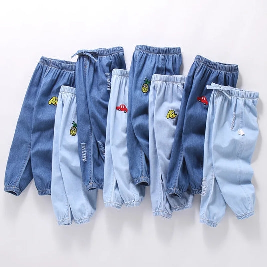 Summer kids girls boys baby clothes outer wear thin loose denim trousers for toddler girls children's clothing jeans pants