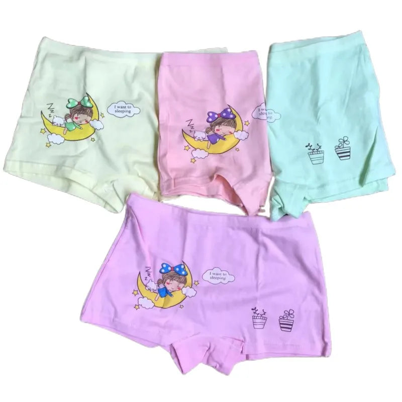 Girls Briefs Fine Cotton Underwear Cute Designs Printing Panties Kids Breathable Soft Healthy Underpants Girls Boxer 4pcs/Lot