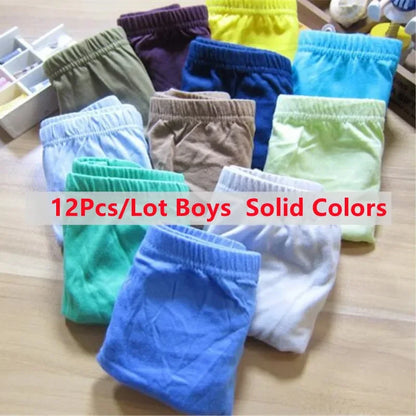 6/12PC boys Solid Underwear Kids Cute Panties Children Soft Cotton Underpants