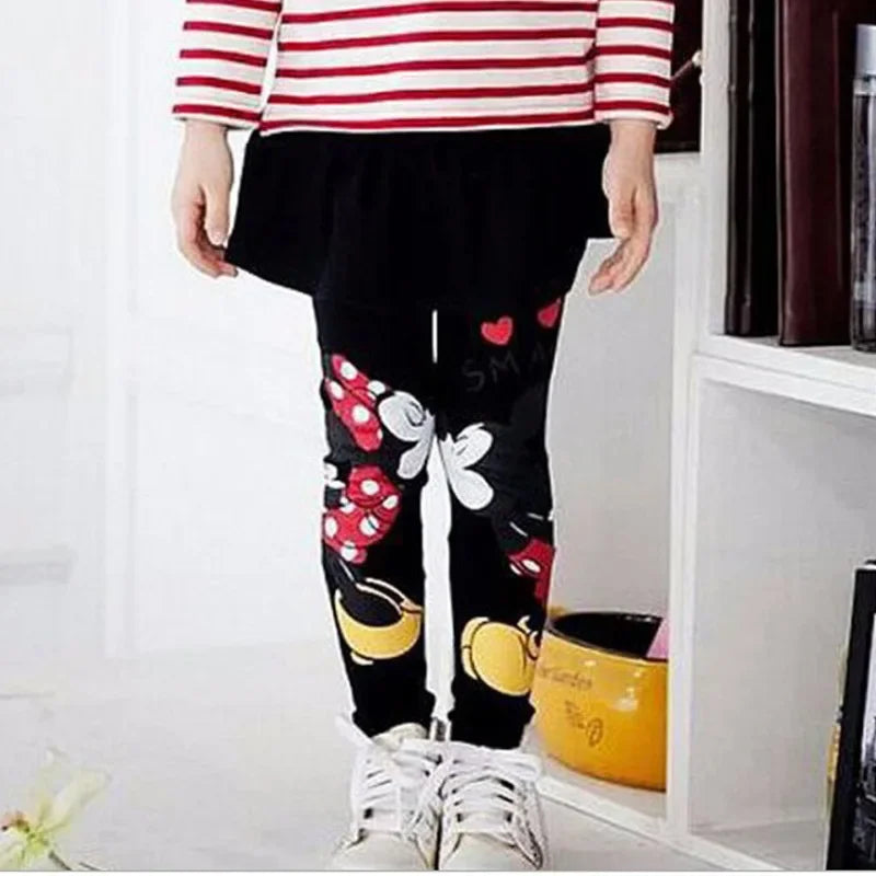 Disney Baby Girls Leggings Kids Lace Princess Skirt Pants Spring Autumn Children Cotton Trousers Cute Minnie Girl Leggings