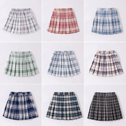 Teenage Pleated Skirts 10 12 13 14 Years Summer 2023 Girls Plaid Skirt High Waist Skirts Kids Cute Uniforms Children Dance Skirt