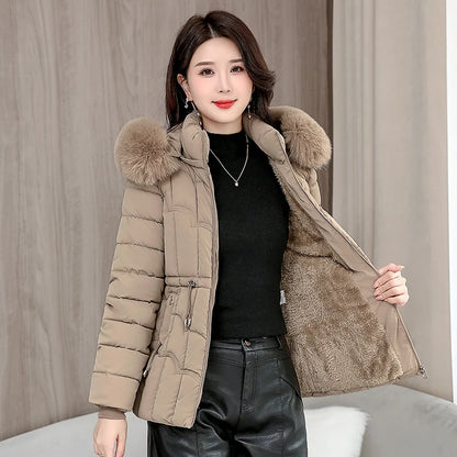 Winter 2024 New Down Jacket Women Parkas Fashion High-Quality Warm Cotton Padded Coat Ladies Short Overcoat Hooded Overwear Tops