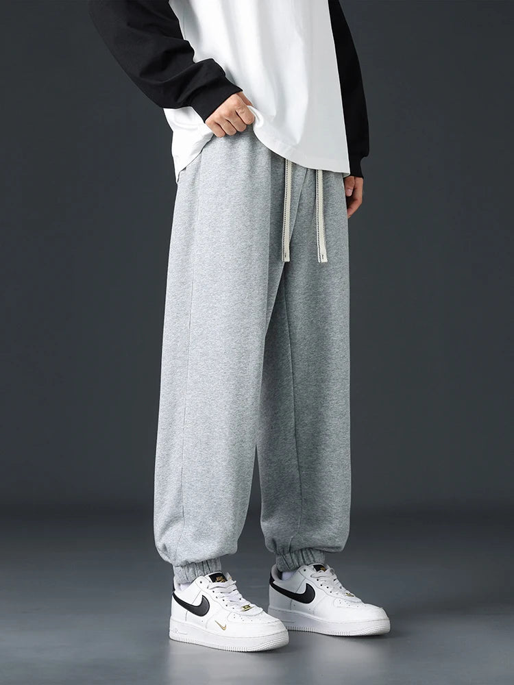 Big Size Men Sweatpants Spring Autumn Casual Baggy Jogger Pants String Banding Solid Color Sportswear Cotton Loose Trousers 8XL