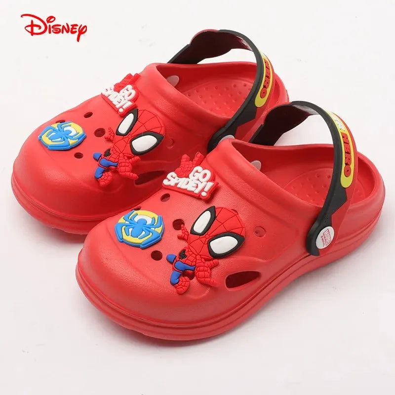 Disney Kids Slippers for Boys Summer Beach Indoor Slippers Cartoon Spiderman Home Soft Non-Slip Children Slippers Garden Shoes