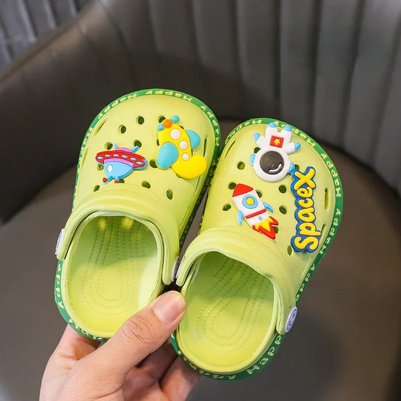 Kids Sandals Hole Children's Shoes Slippers Soft Anti-Skid Cartoon DIY Design Hole Baby Shoes Sandy Beach For Boys Girls