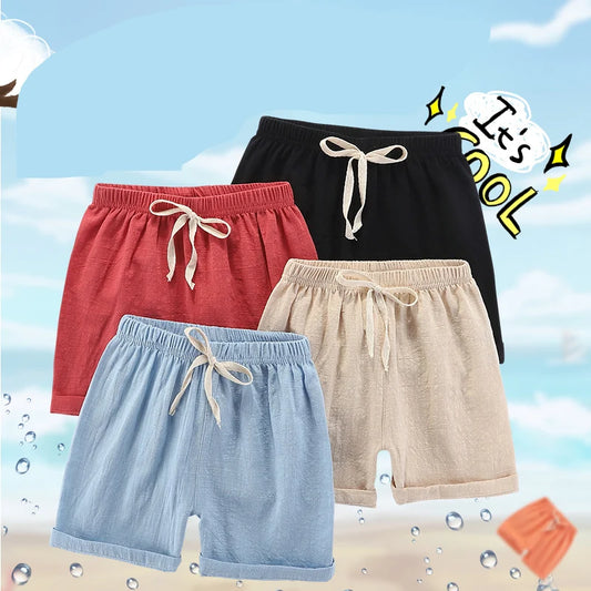 Korean Shorts Baby Girls Black Red Teenage Boy Shorts Cotton Beach Shorts for Children Short Trousers Cool Boys Summer Clothes