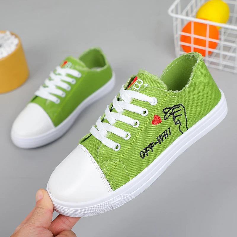 2024 Casual Autumn New Women Sneakers Breathable Canvas Women's Vulcanized Shoes Fashion Spring Footwear