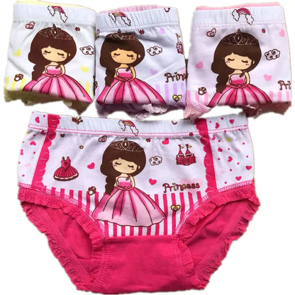 Girls Briefs Fine Cotton Underwear Cute Designs Printing Panties Kids Breathable Soft Healthy Underpants Girls Boxer 4pcs/Lot