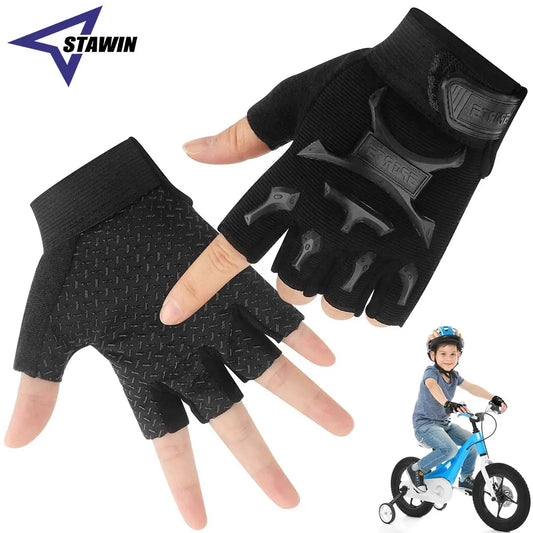 1 Pair Kids Half Finger Gloves Sports Gloves Non-Slip Gel Gloves Adjustable Fingerless Gloves for Children Cycling Riding Biking