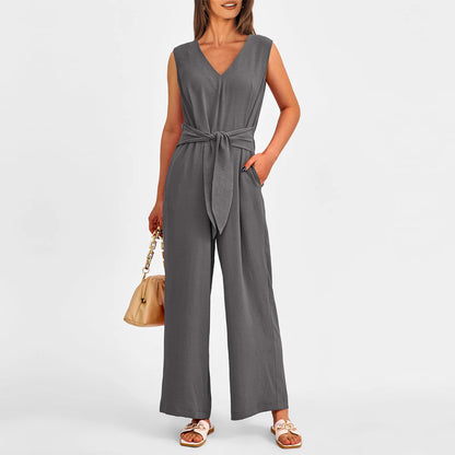 Fashion Women Wide Leg Trousers Jumpsuit Summer Sexy Deep V Short Sleeve High Waist Bodysuit Female Office Elegant jumpsuits