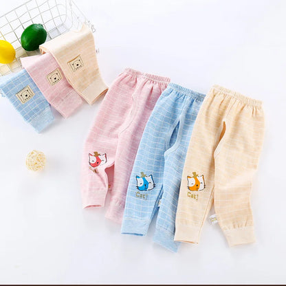 Baby Pants Cotton Children Clothes Spring Autumn Open Crotch Natural Color Cotton Pants Air Conditioning Pants Pajama Pants