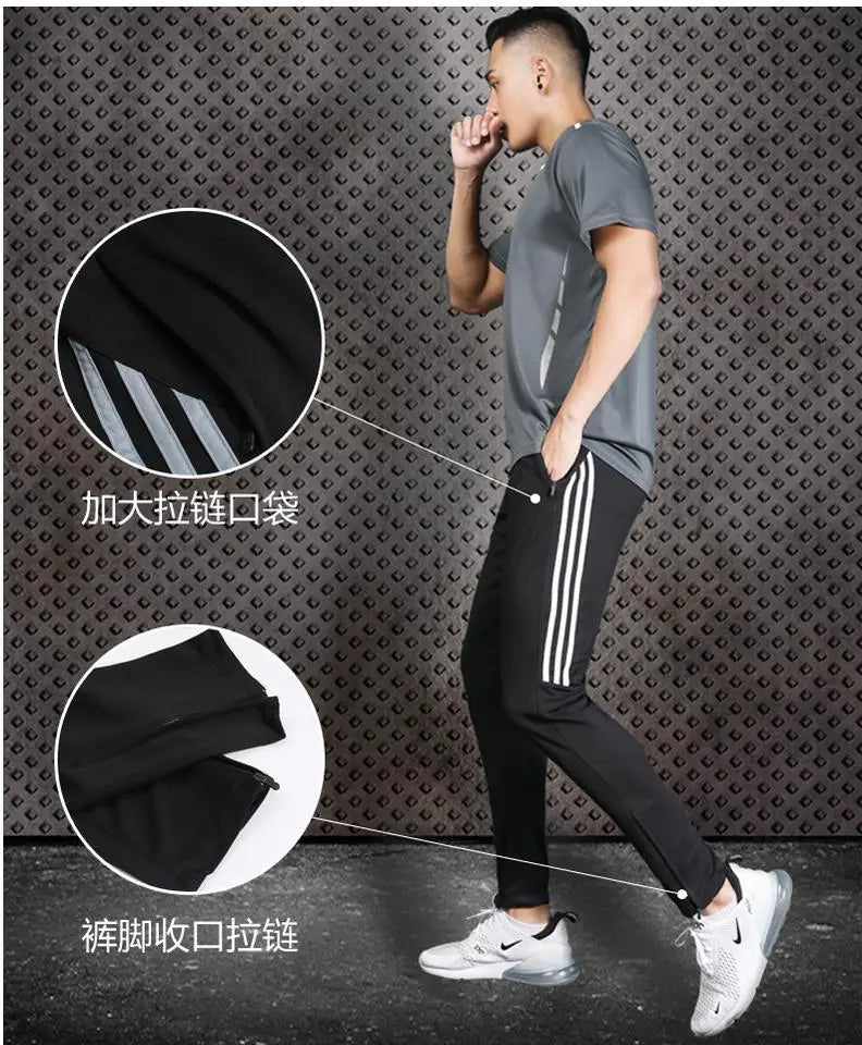 Summer Versatile Casual Sports Straight Pants Men Printed Stripe Elastic Waist Drawstring Pocket Ventilate Thin Loose Trousers