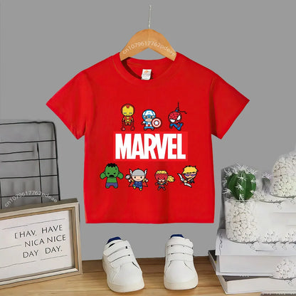 Superhero Teen 100% Cotton T-shirt Children's small cartoon print casual cotton T-shirt for boys and girls Baby comfortable shor