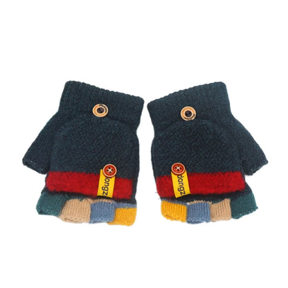 Fashion Autumn Winter Warm Gloves Cute Cartoon Exposed Finger Knitted Gloves Plush Thickened Children Mittens for Children