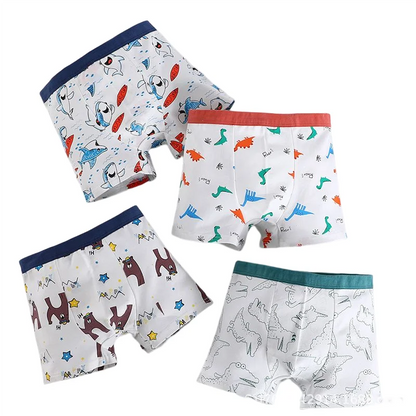 4PCS/Lot Boys Cotton Panties Children Shorts Underwear For 1-13Years Baby Kids Elastic Waist Boxers Teenagers Cartoon Underpants