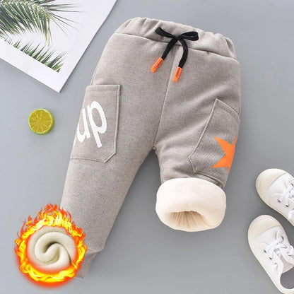 Winter Kid Thick Fleece Trousers Autumn 0-6Y Children Straight Warm Sports Pant Baby Girl Elastic Waist Jogger Sweatpant for Boy