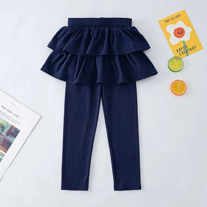 Girls' Leggings Spring and Autumn Styles Children's Fake Two-piece Pantskirt  Wearing Elastic Skirt Pants for  Girls Outside