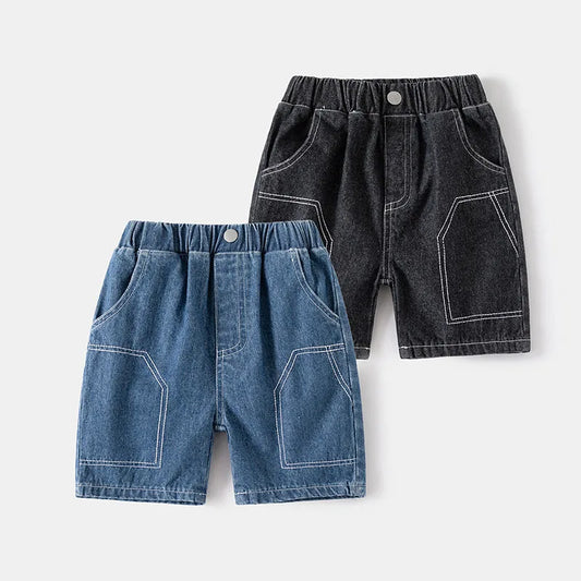 Summer Cool Children Clothes Boys Denim Shorts Elastic Waist Kids Mid Pants Toddler Baby Knee Length Trousers for 2-6Y