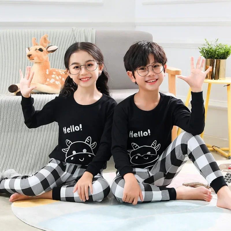 Baby Boys Pajamas Autumn Long Sleeved Children's Clothing Sleepwear Teen Pajama Cotton Pyjamas Sets for Kids 6 8 10 12 14 Years