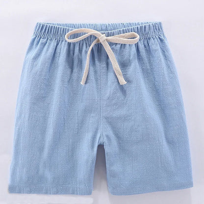 Kids Beach Shorts For Boys Girls Cotton Linen Breathable Elastic Waist Baby Short Pants Summer Thin Children's Short 2-10Years