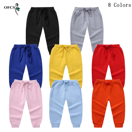 New Arrival Children's Pants Spring Cotton Lacing Pocket Jogger Sweatpants Boys Girls Clothing 2-12Years Old 1-3Pcs/Lot Trousers