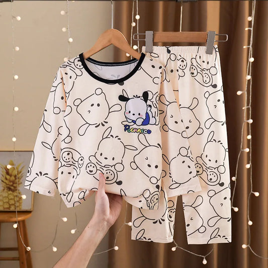 Girls Pajamas Spring Autumn Children Pajamas Long Sleeve Cartoon Kids Sleepwear Robe Children's Clothing Mother