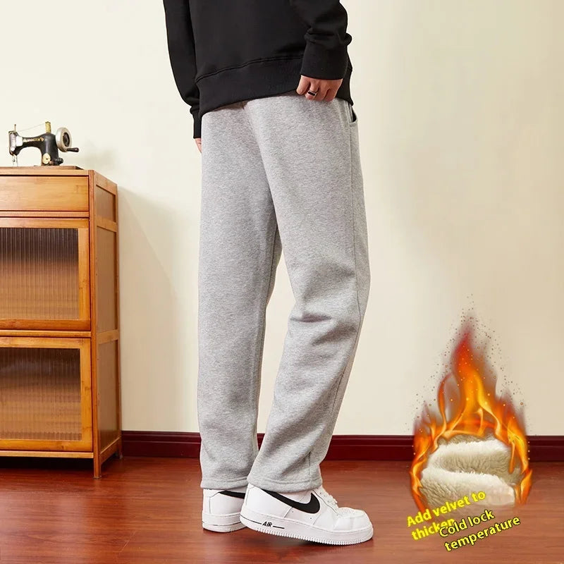 Winter Thick Warm Fleece Pants Men Thermal Long Trousers Men Fitness Drawstring Jogging Sweatpants Gym Running Jogger Sweatpants