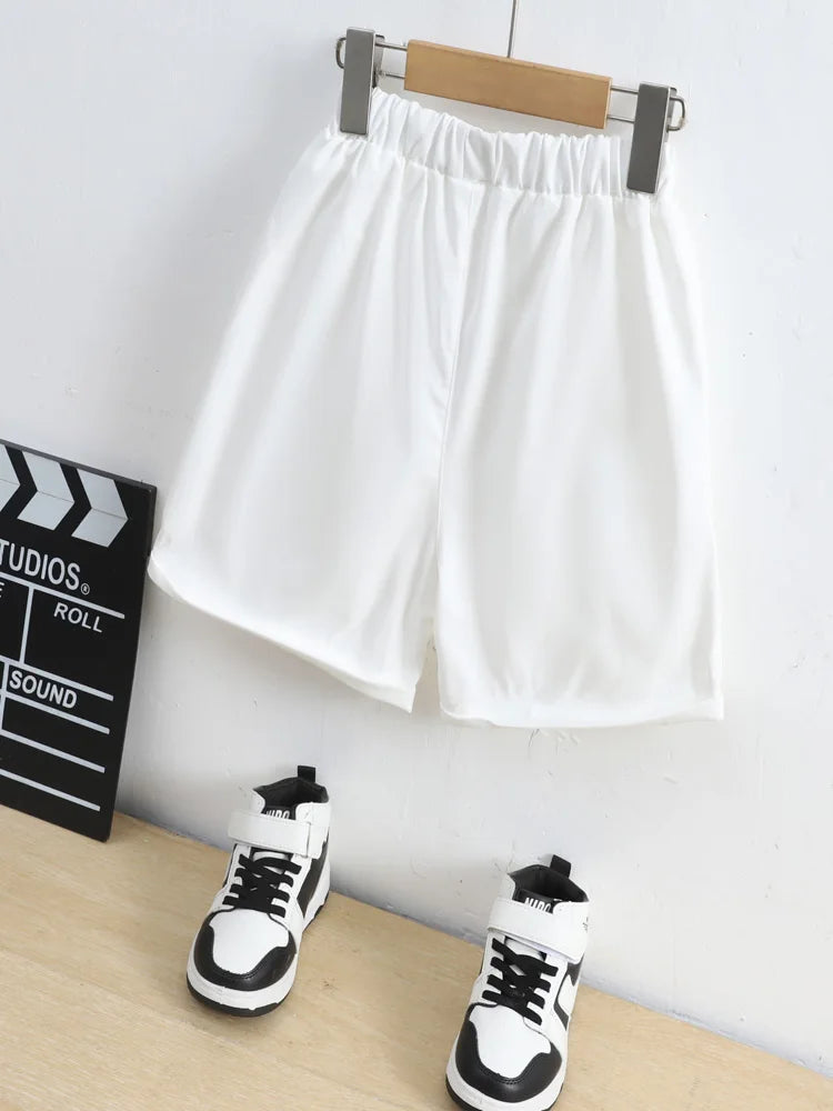 Boys2024 new fashion casual all-match summer simple white shorts