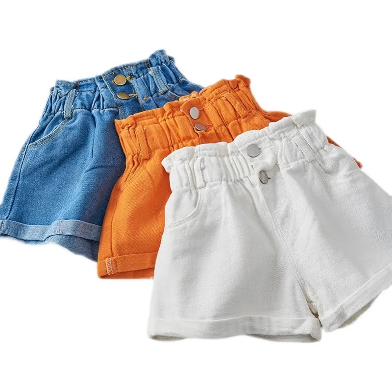 2023 New Girls' Summer Fashion Denim Shorts For Girls Children Clothing Korean Fashion Versatile Jeans With Pockets 2-8 Years