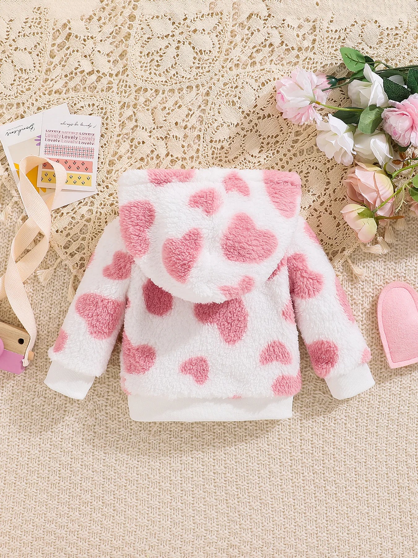 Baby girls sweet and cute autumn and winter thick hooded zipper kids comfortable casual baby sweatshirt coat