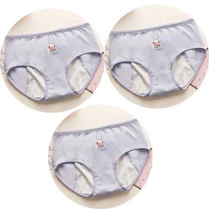 3pcs Cute Cartoon Girls Menstrual  Panties For Teenager Leakproof Physiological Period Underwear Children Panties for periods