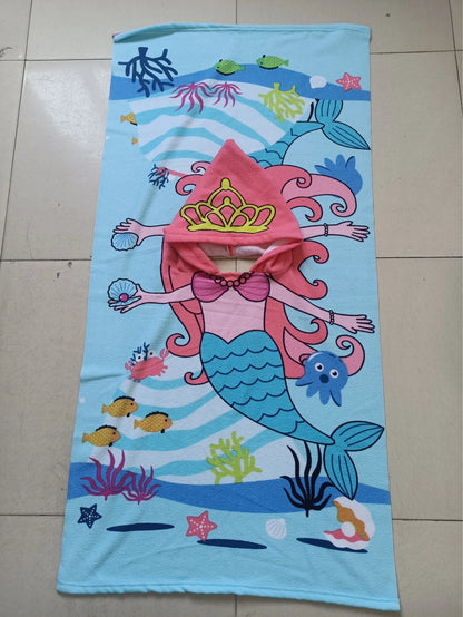 Beach Towel For Kids Hooded Bath Towel Poncho Kids Towel Microfiber Baby Towel For Girls 2-6 Years Bathroom Beach Swim Cover