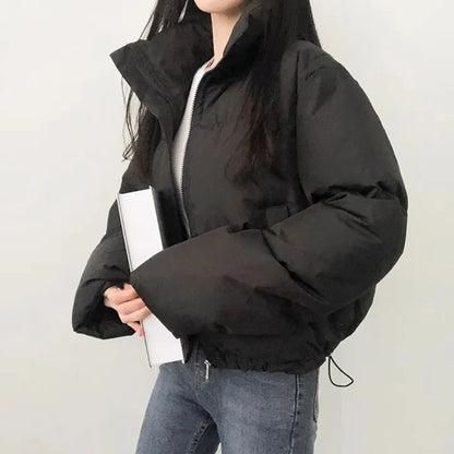 AI.Fashion Winter Basics Stand Collar Parkas Women Thick Simple Coats Women Elegant Solid Short Padded Jackets Female Ladies