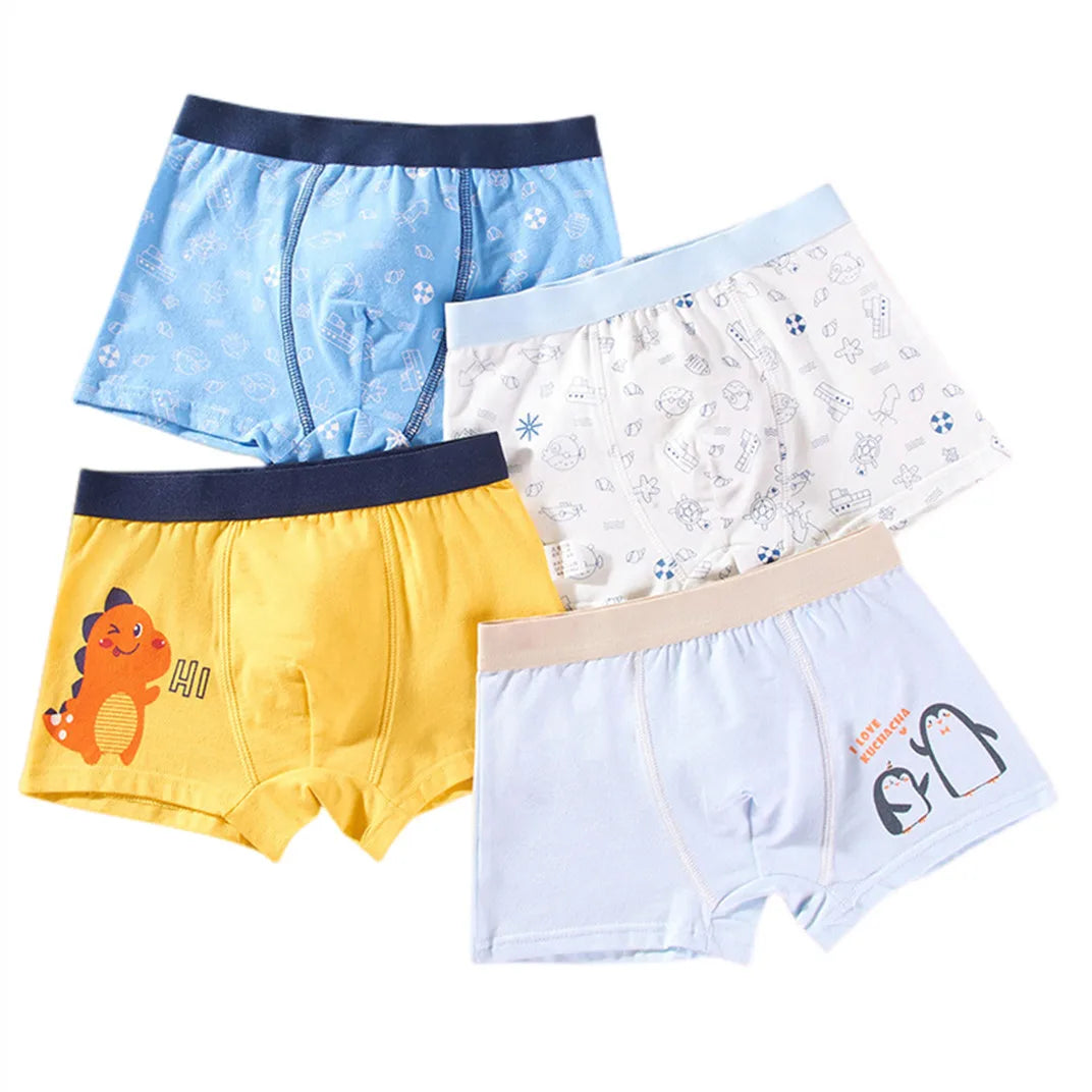 Boy Cartoon Boxers Kids Short Quality Cotton Panties Children Underpants Size 90-150 Dinosaur Anime Design Cute Boxers 4pcs/Lot