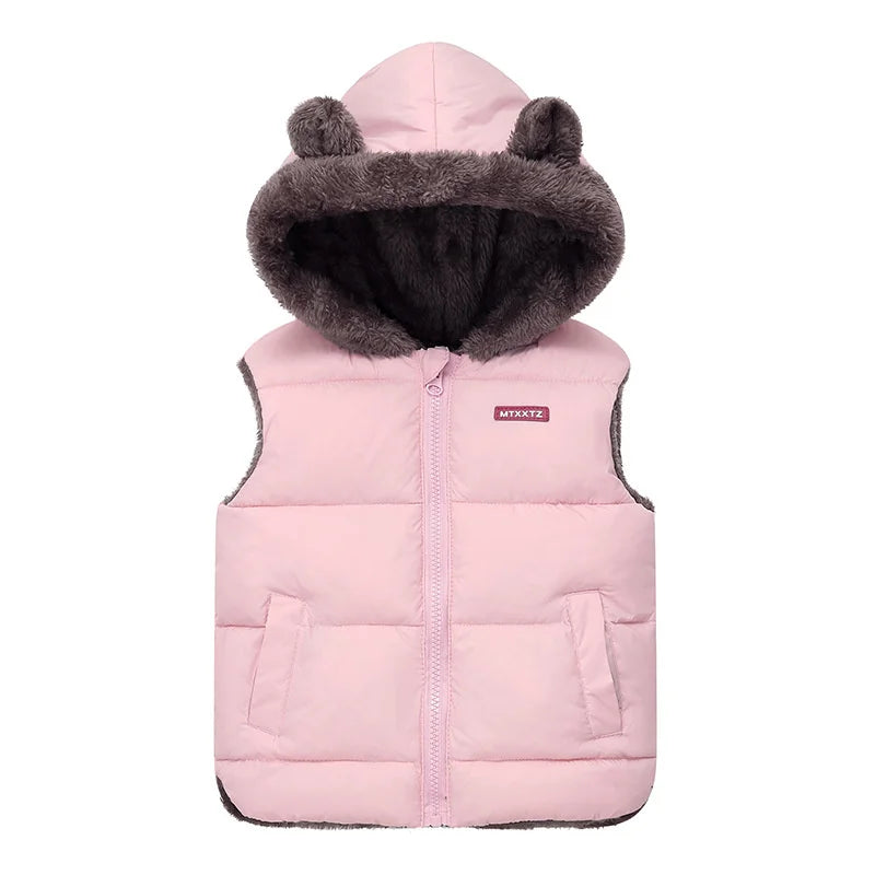 New Hooded Down Vest Jackets Autumn Spring Baby Thick Warm Waistcoat Winter Children Clothing Boys Girls Coats Vest 2-6 Years