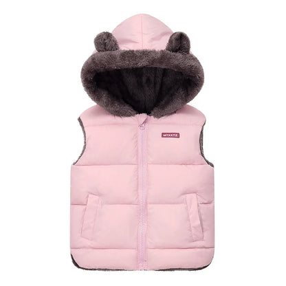 New Hooded Down Vest Jackets Autumn Spring Baby Thick Warm Waistcoat Winter Children Clothing Boys Girls Coats Vest 2-6 Years