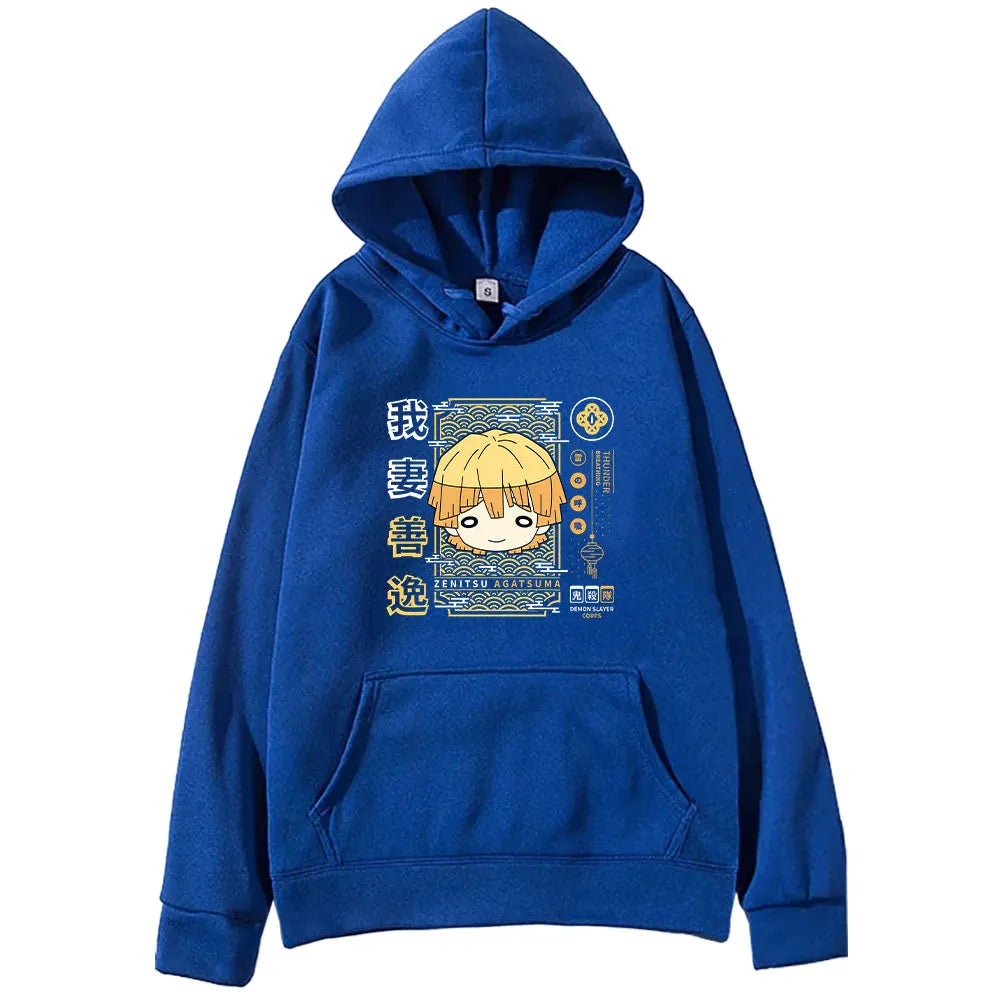 Japan Anime Demon Slayer Agatsuma Zenitsu Print Pullover Men Women Sweatshirts Comfortable Streetwear Harajuku Pullover