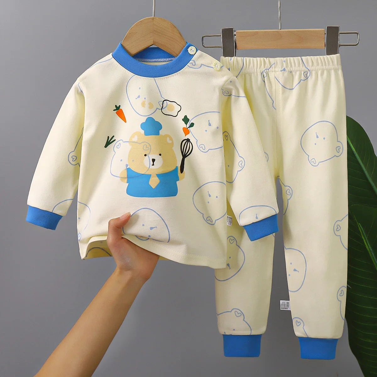 2024 Ins Autumn Children Boys 2PCS Pajamas Set Pure Cotton Warm Full Printed Stretch Kids Girls Sleepwears Toddler Girl Homewear