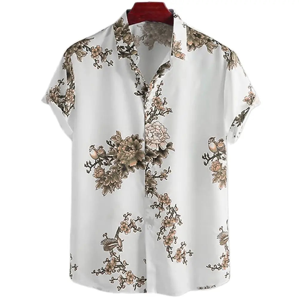 2024 Summer Men's Floral Chinese Style Shirt Short Sleeve Hawaiian Shirts For Men Plus Size Quick Dry Tops Tee Shirt Man Camisa