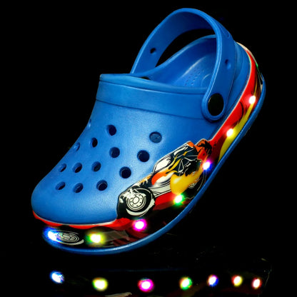 Summer Children Hole Sandals LED Lighted Flashing Light Shoes Boys Girls Beach Sandals Kids Breathable Fashion Sneakers