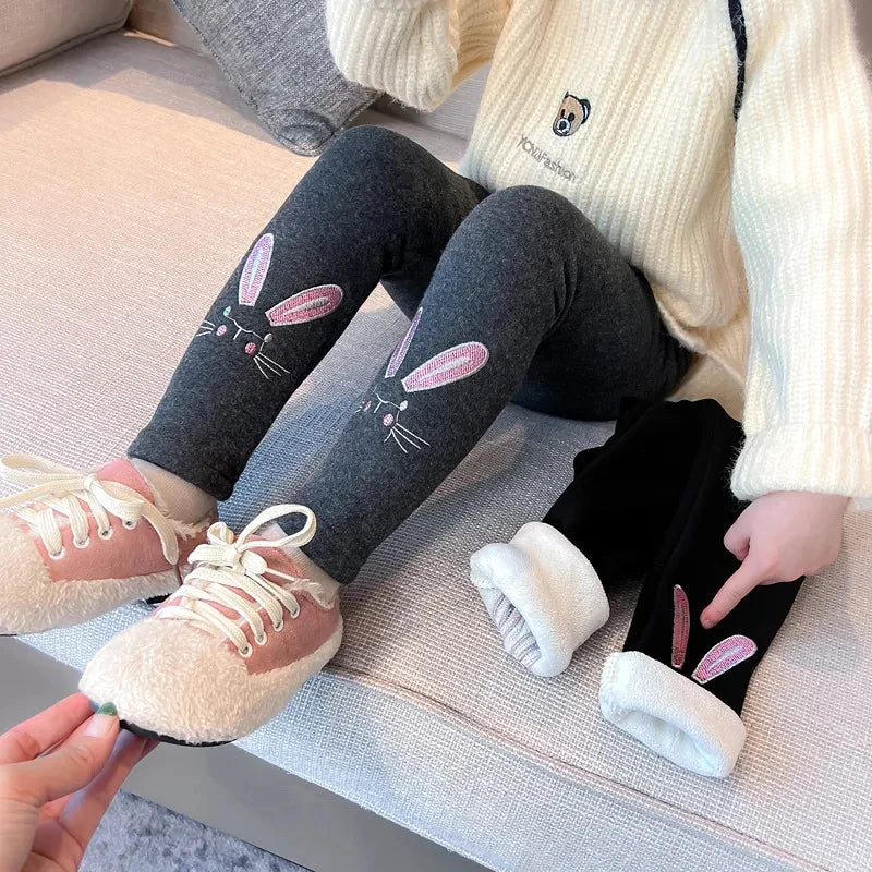 Baby Girls Pants Autumn Winter Warm Kids Tight Trousers 0-8 Years Old Children Warm Casual Cartoon Leggings Pants