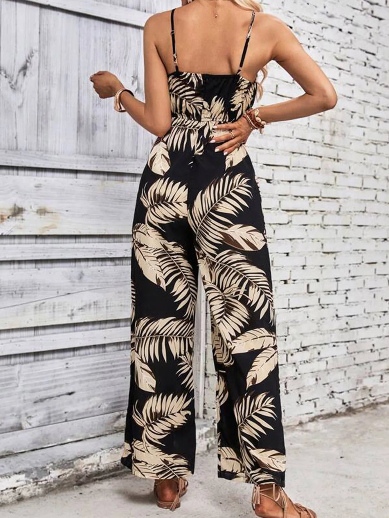 Elegant Long Jumpsuit Women Sexy Backless Wide Leg Jumpsuits Casual Sleeveless Hollow Out Floral Rompers Woman 2024 Summer Sales