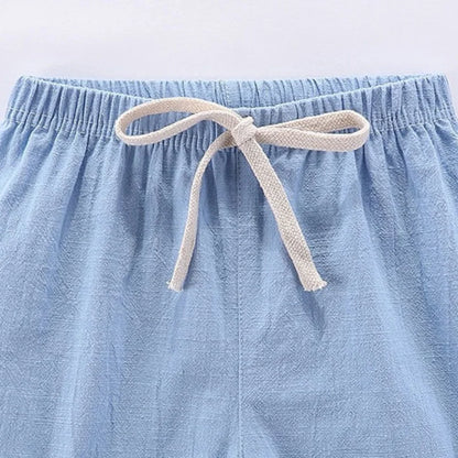 Kids Beach Shorts For Boys Girls Cotton Linen Breathable Elastic Waist Baby Short Pants Summer Thin Children's Short 2-10Years