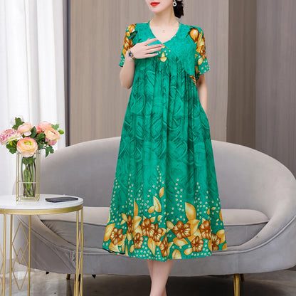 New 2024 Women Dress Female Casual short Sleeve cotton Dresses loose solid Vintage Sweet Clothing Vestidos  vestido verano