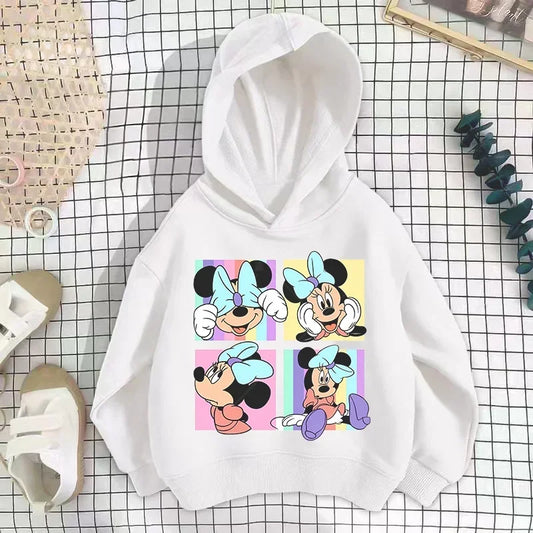 Kawaii Minnie Mouse Hoodie Kids Tracksuit Girls Clothing Cartoon Fashion Print Mickey Mouse Spring Fall Baby Boy Sweatshirt Tops