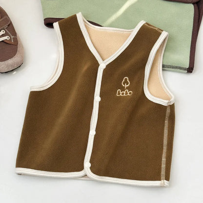 2023 Winter Children's Vest Plush Waistcoats Casual Toddler Vest Outdoor Wear Warm Vest For Kids Boys Girls 1-6Years