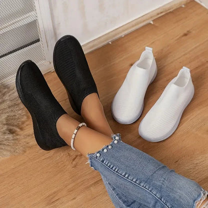 Women Vulcanized Shoes Breathable High Quality Women Sneakers Slip On Flats Shoes Women Loafers Plus Size 42 Walking Flat