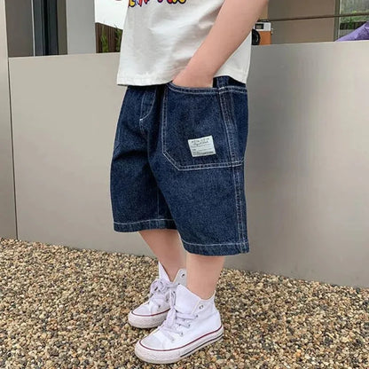 Children's Quarter Pants Summer Pants Boys' Summer Shorts 2024 New Comfortable and Breathable All Match Jeans Tide