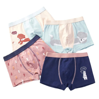 Children's Underwear For Kids Cartoon Shorts Cotton Underpants Boys Panties Car Penguin Pattern 4Pcs Lot