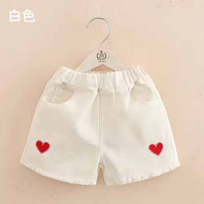 2024 Hot Summer New Casual 2 3 4 5 6 8 10 12 Years Baby Teenager Children Blue White Embroidery Little Kids Girls Denim Shorts